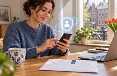 Inwoner activeert DigiD op een smartphone naast de activeringsbrief